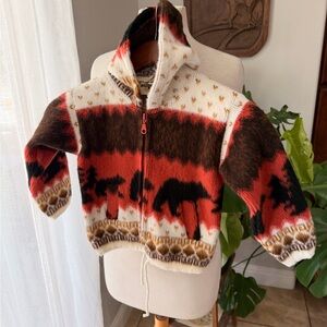 Earth Ragz Wool Kids Bear Sweater Jacket Size 5 4T Western Southwest
